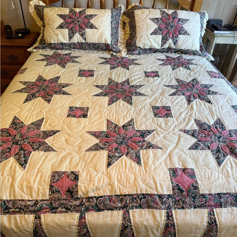 Authentic Vintage Amish Made Queen Size Quilt